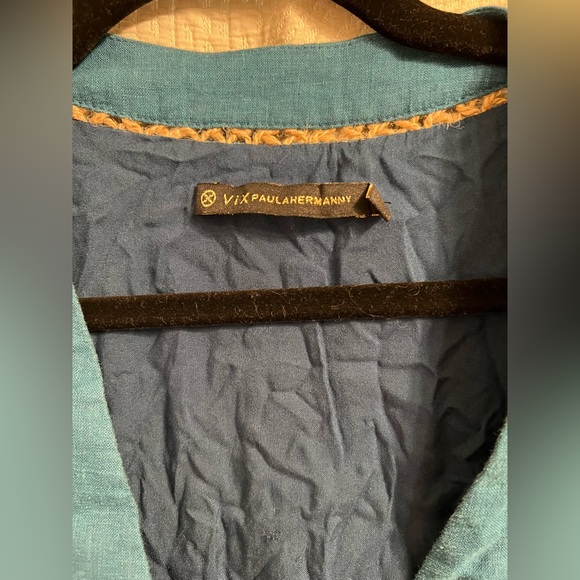 Vix teal dress with woven stitching - Picture 5 of 5